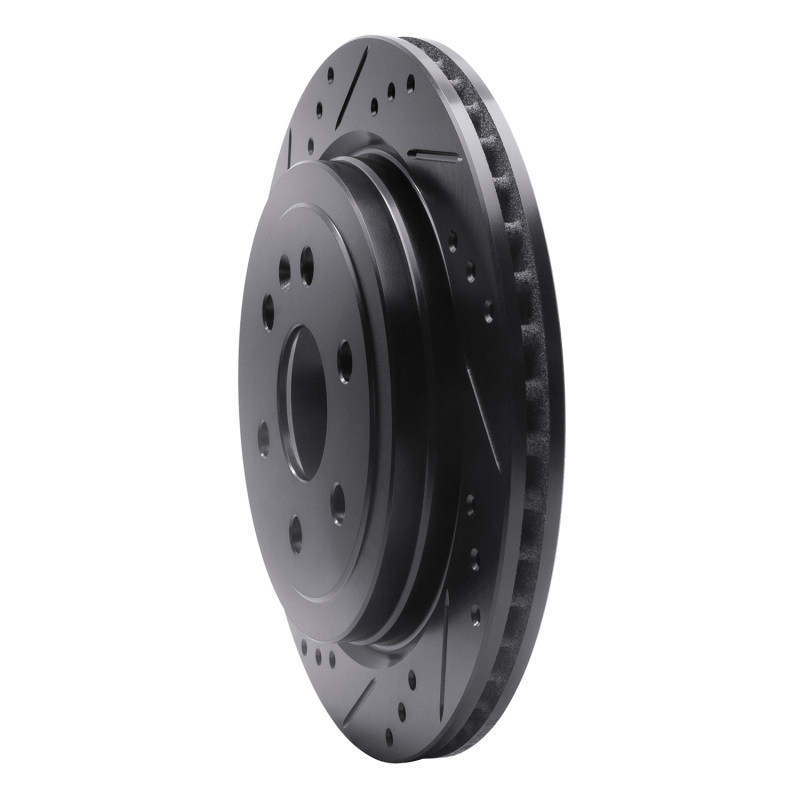 Cadillac SRX Brake Rotor (1) - Rear Left - R1 Concepts - Drilled & Slotted - Black - `10-`16